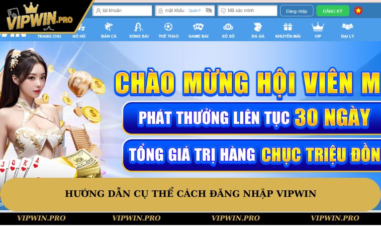Các bước đăng nhập VIPWIN cụ thể