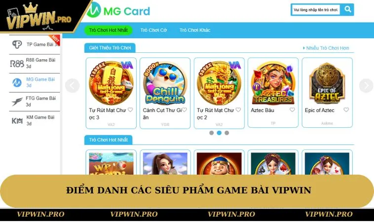 Điểm danh các siêu phẩm game bài VIPWIN