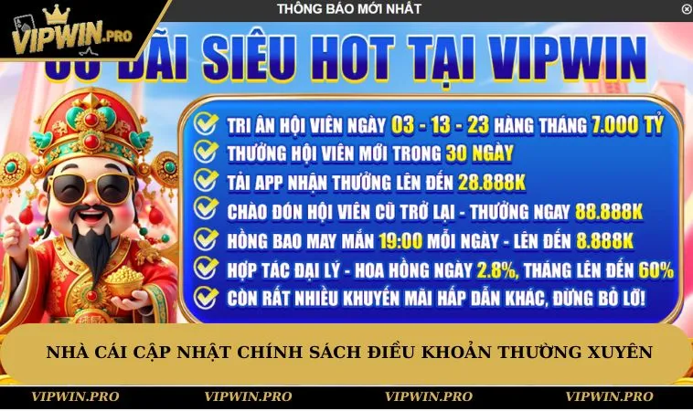 Nhà cái cập nhật chính sách điều khoản thường xuyên