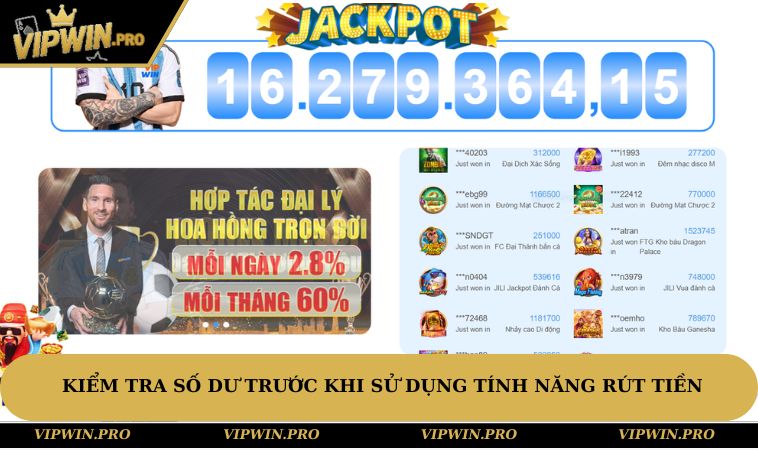 Kiểm tra số dư trước khi bắt đầu rút thưởng