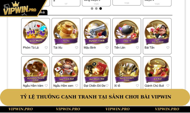 Tỷ lệ thưởng cạnh tranh tại sảnh chơi VIPWIN
