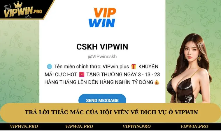 Trả lời thắc mắc của hội viên về dịch vụ ở VIPWIN